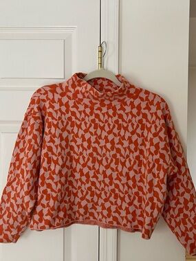 Anthropologie Maeve Coral Orange and Light Pink Knit sweater